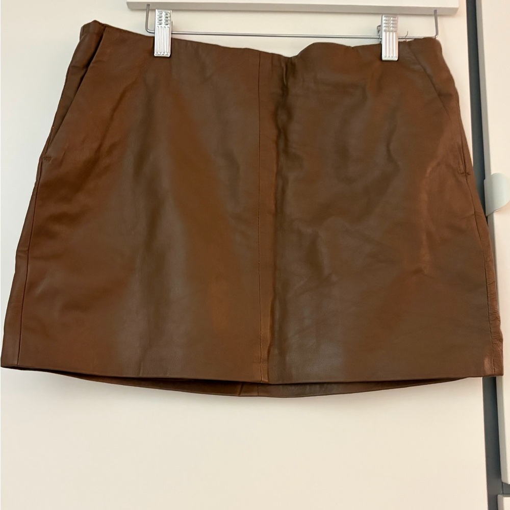 Zara Brown Leather Mini Skirt